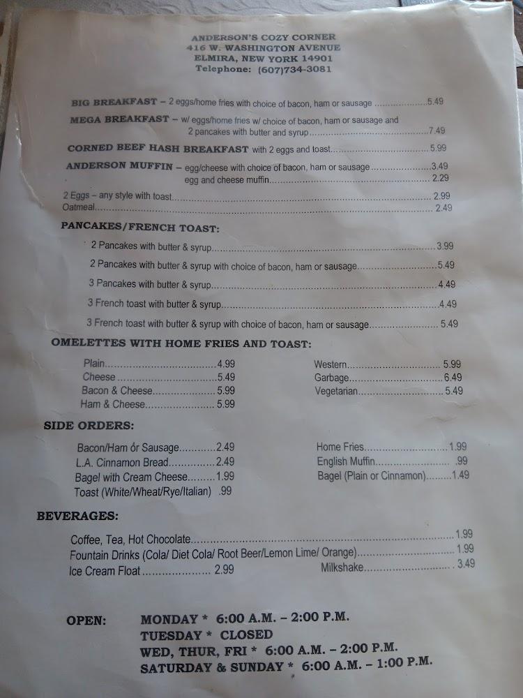 Anderson's Cozy Corner Menu image 2